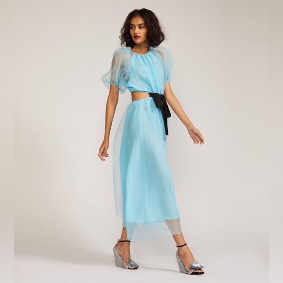 NWT Cynthia Rowley Clara Midi Blue Dress Organza Size S - Picture 5 of 15